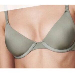 CUUP The Triangle Microfiber Bra Underwire Unlined Steel Blue Green 30C